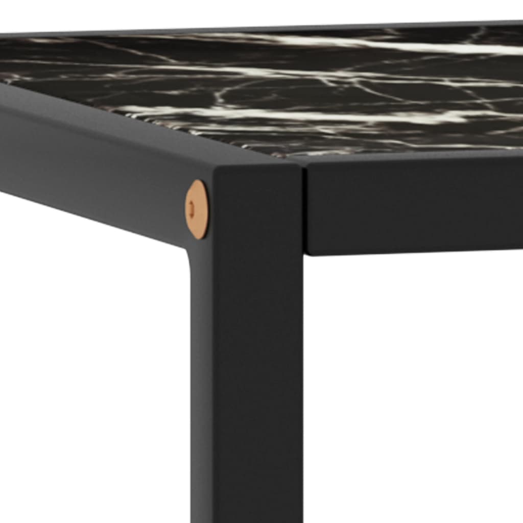 Tavolino da Salotto Nero e Vetro Nero Marmorizzato 40x40x50 cm - homemem39