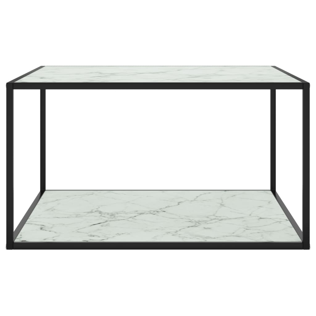 Tavolino Nero con Vetro Bianco Marmorizzato 90x90x50 cm - homemem39