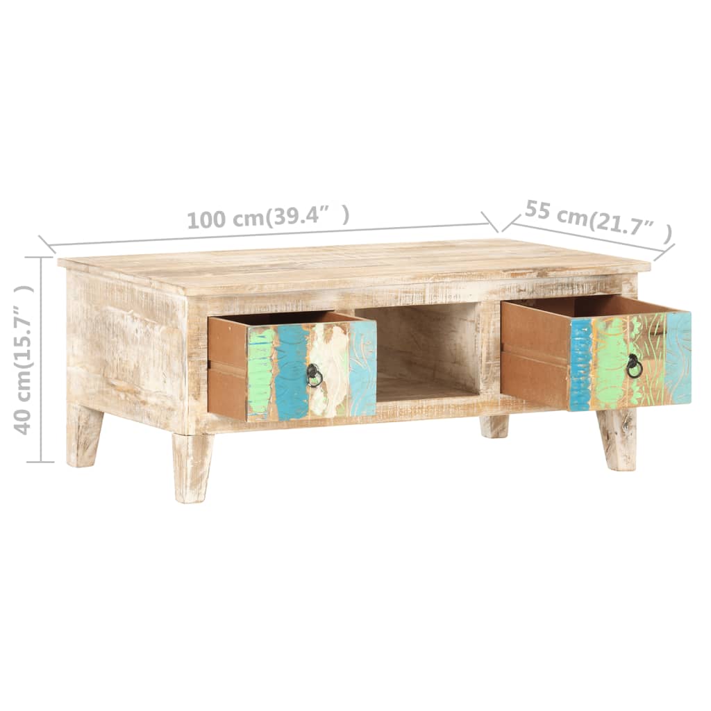 Tavolino da Caffè 100x55x40 cm in Legno di Acacia Grezzo - homemem39