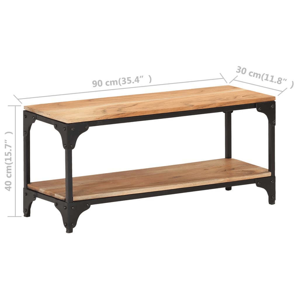 Tavolino da Salotto 90x30x40 cm in Legno Massello di Acacia - homemem39