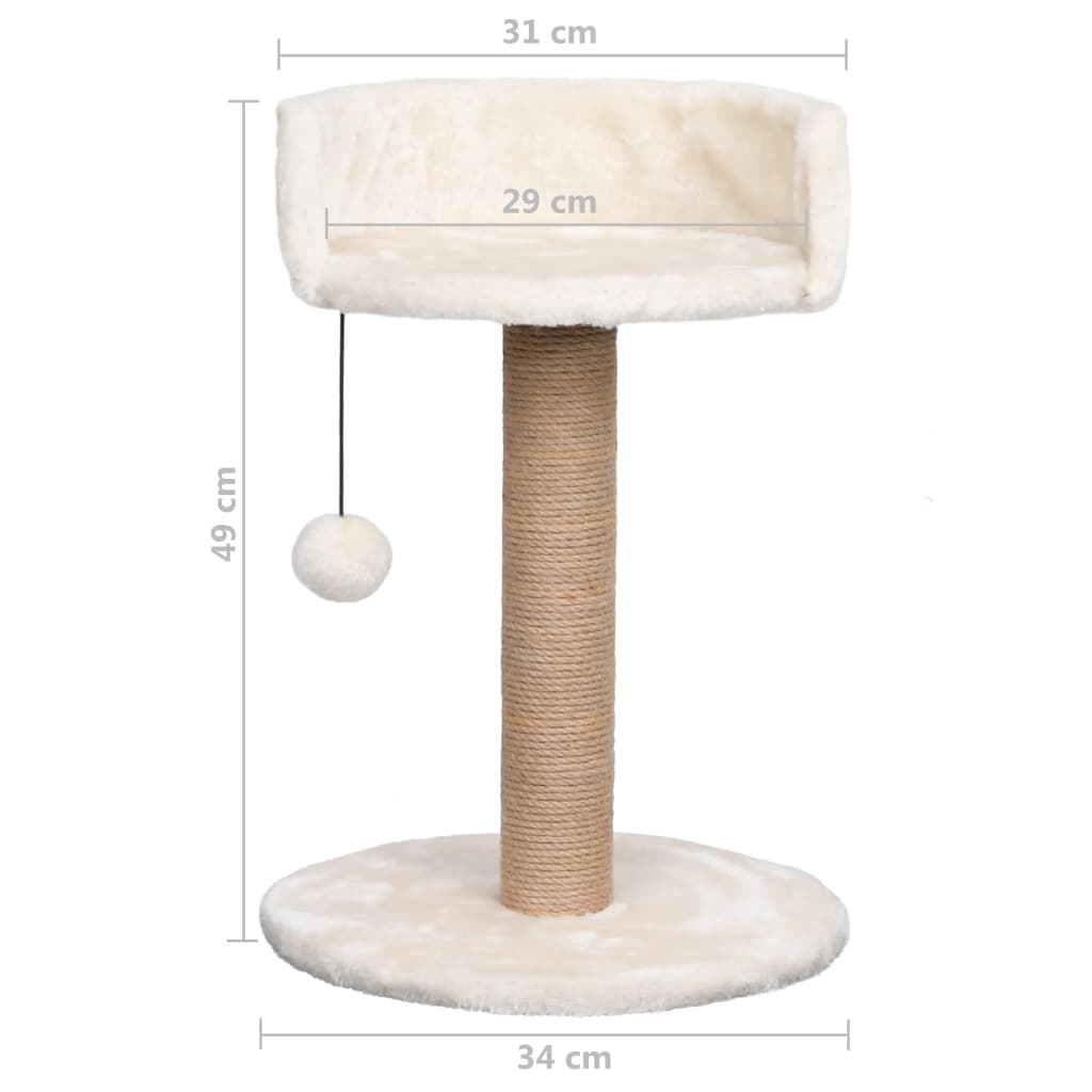 Albero per Gatti con Palo Tiragraffi 49 cm in Giunco - homemem39