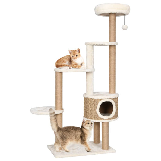 Albero per Gatti con Cuscino Lusso e Tiragraffi 148cm in Giunco - homemem39