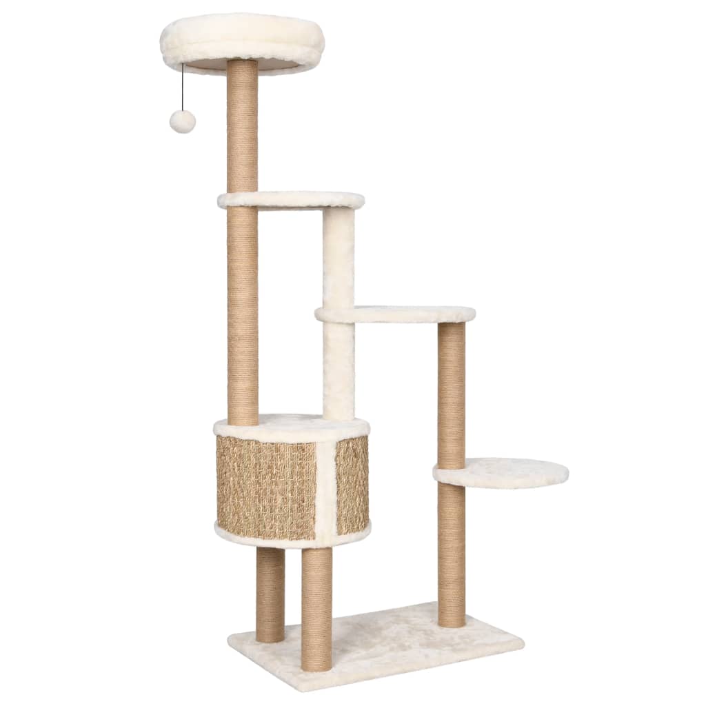 Albero per Gatti con Cuscino Lusso e Tiragraffi 148cm in Giunco - homemem39