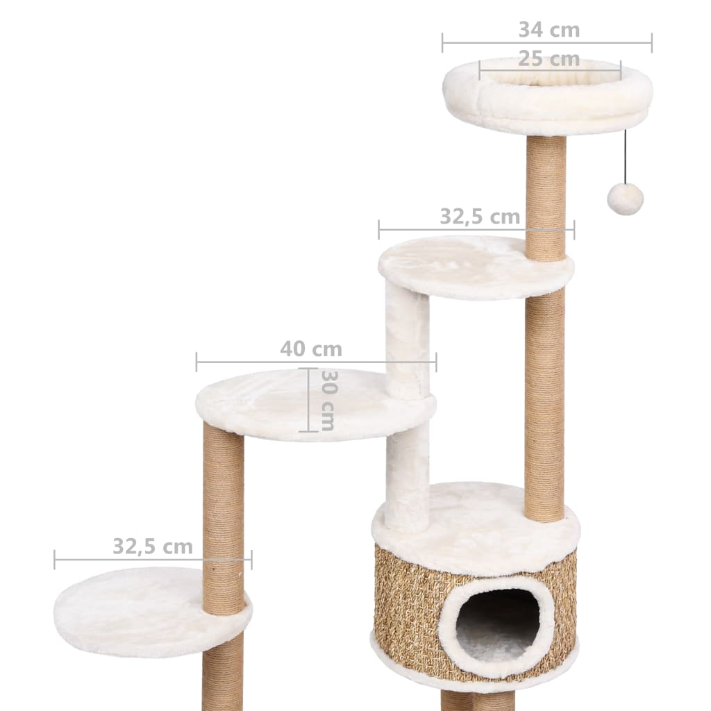 Albero per Gatti con Cuscino Lusso e Tiragraffi 148cm in Giunco - homemem39