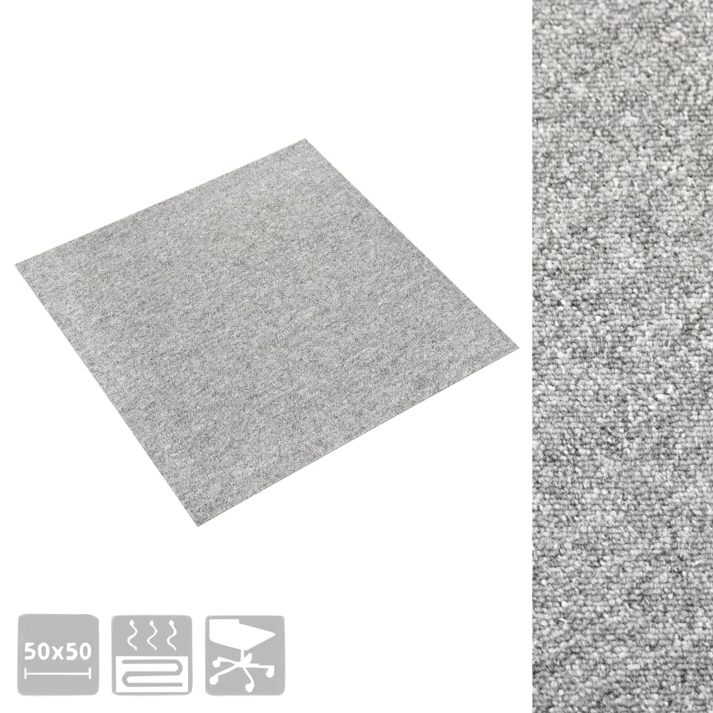 Quadrotte di Moquette 20 pz 5 m² 50x50 cm Grigio Chiaro - homemem39