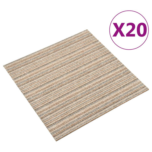 Quadrotte di Moquette 20 pz 5 m² 50x50 cm Beige a Strisce - homemem39