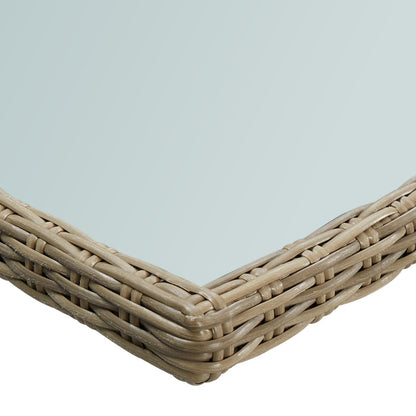 Tavolo da Giardino Marrone 200x100x74 cm in Vetro e Polyrattan - homemem39