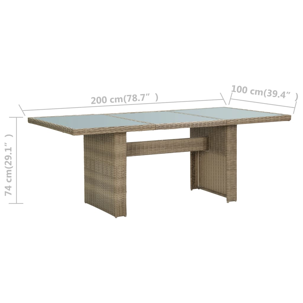Tavolo da Giardino Marrone 200x100x74 cm in Vetro e Polyrattan - homemem39