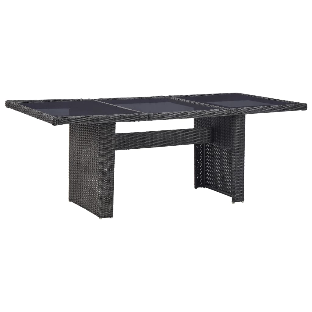 Tavolo da Giardino Nero 200x100x74 cm in Vetro e Polyrattan - homemem39