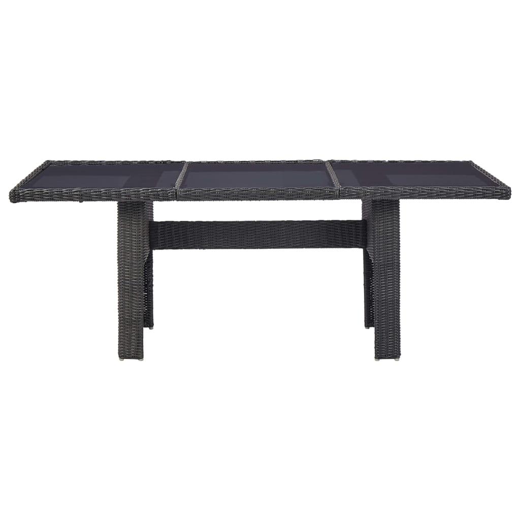 Tavolo da Giardino Nero 200x100x74 cm in Vetro e Polyrattan - homemem39