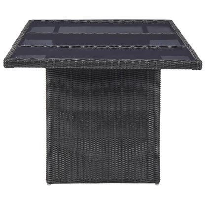 Tavolo da Giardino Nero 200x100x74 cm in Vetro e Polyrattan - homemem39