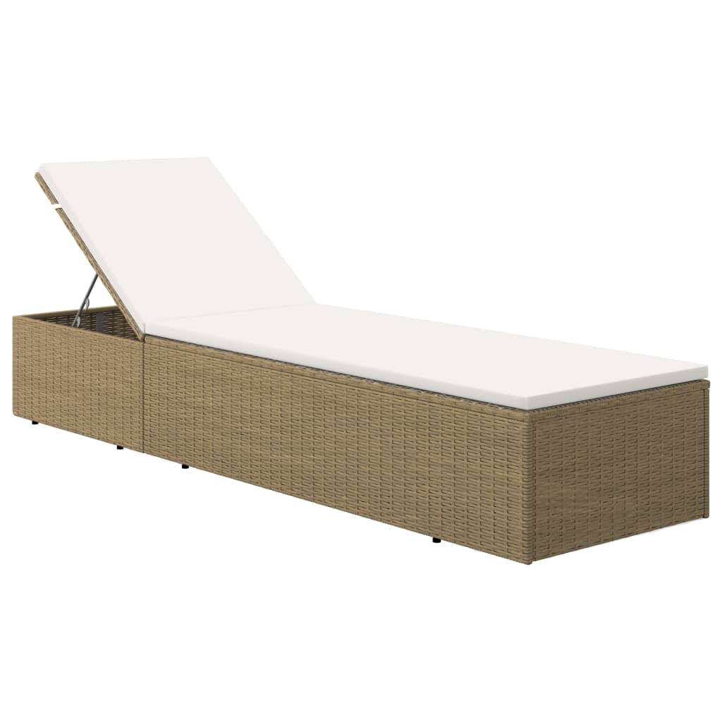 Lettino Prendisole in Polyrattan Marrone e Bianco Crema - homemem39