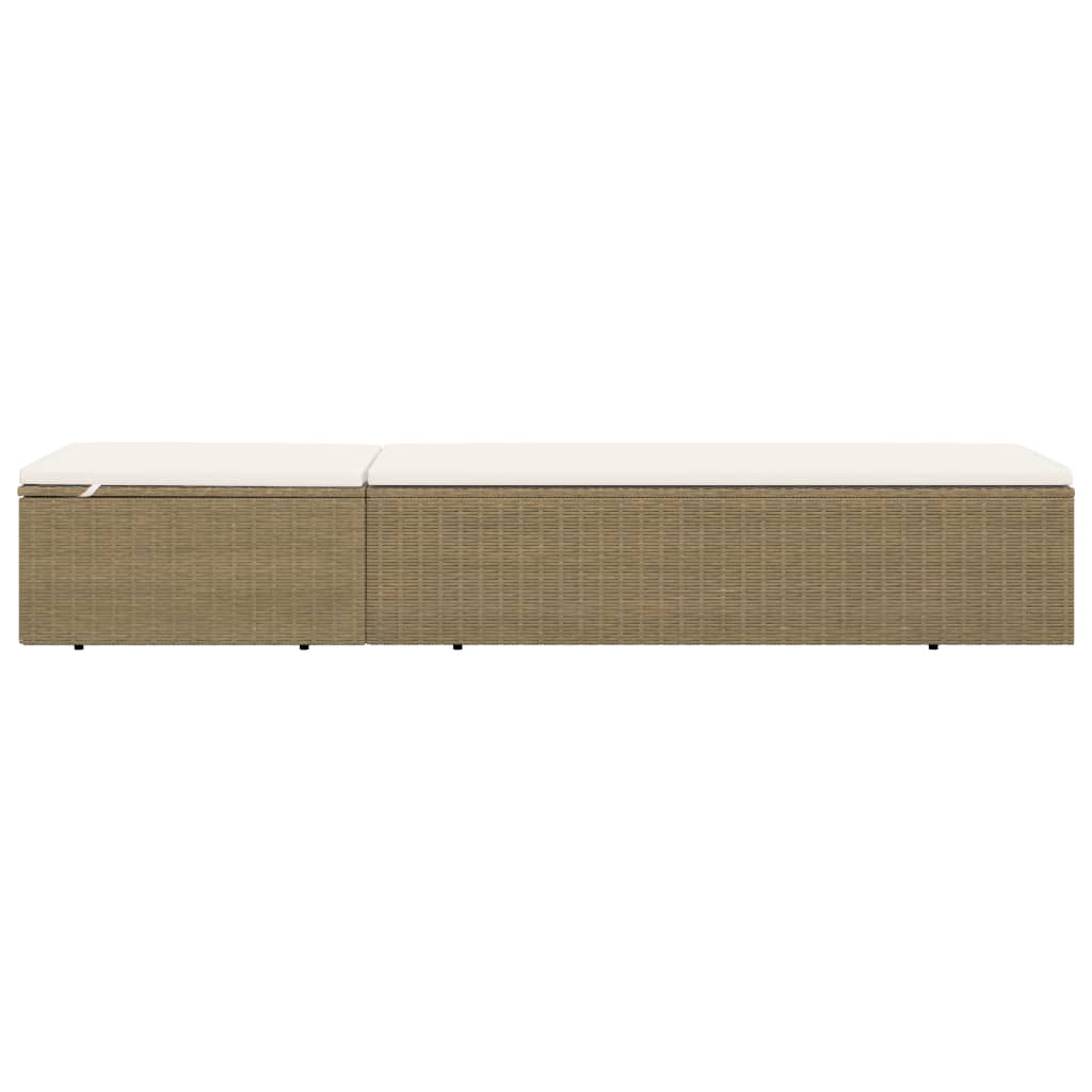 Lettino Prendisole in Polyrattan Marrone e Bianco Crema - homemem39