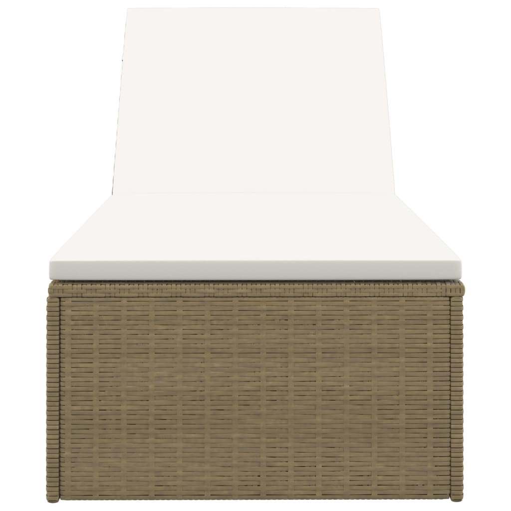 Lettino Prendisole in Polyrattan Marrone e Bianco Crema - homemem39