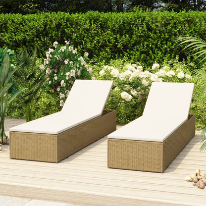 Lettino Prendisole in Polyrattan Marrone e Bianco Crema - homemem39