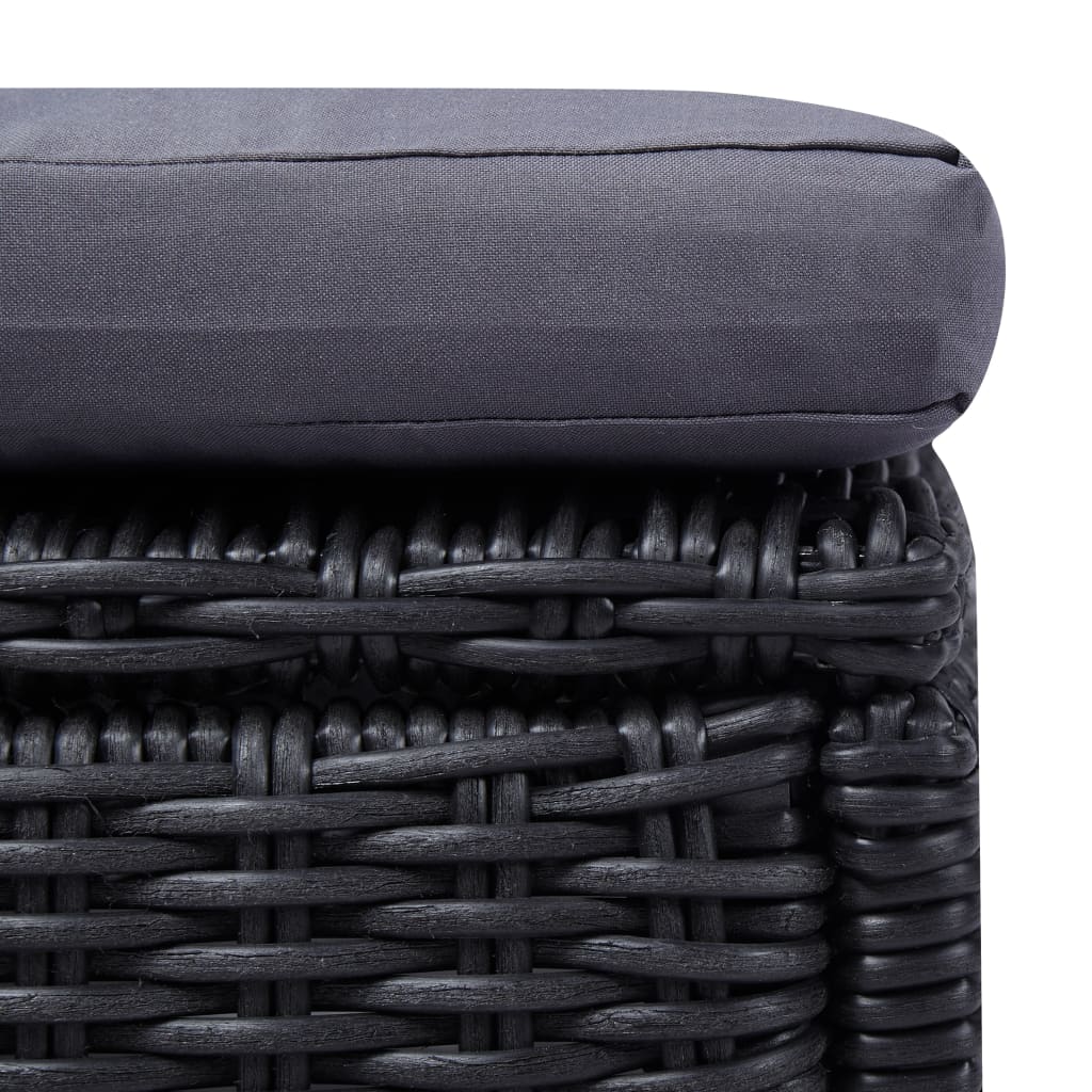 Lettino Prendisole in Polyrattan Nero e Grigio Scuro - homemem39