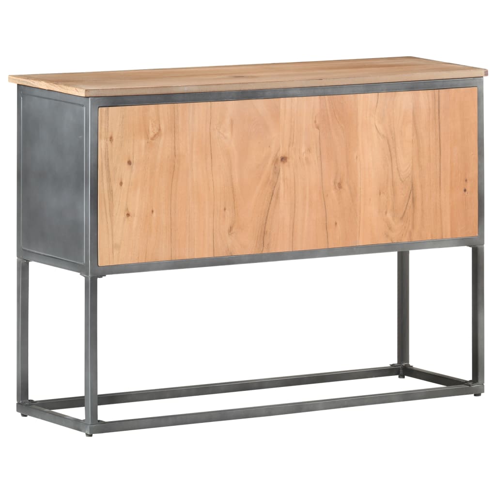 Credenza Grigia 100x30x70 cm in Legno Massello di Acacia - homemem39