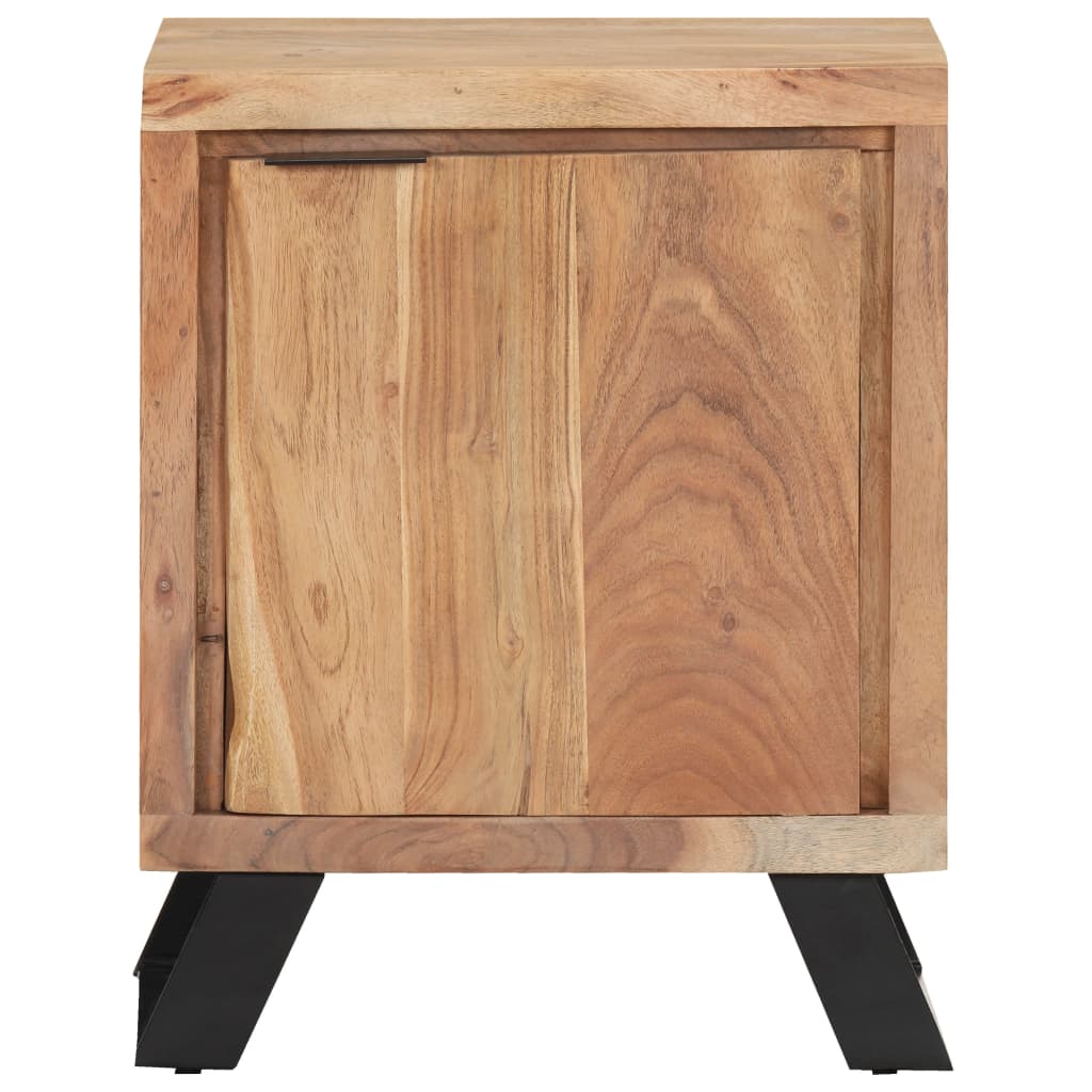 Comodino 40x30x50 cm in Legno Massello di Acacia con Bordi Vivi - homemem39