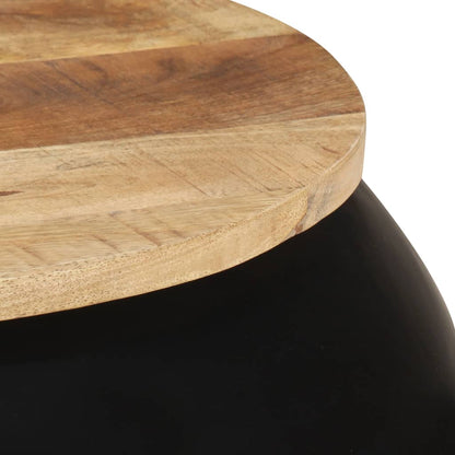 Tavolino da Caffè Nero 68x68x30 cm in Legno Massello di Mango - homemem39