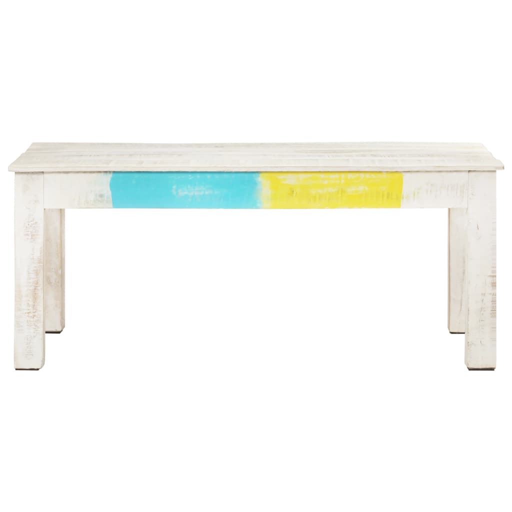 Tavolino da Salotto Bianco 110x60x45 cm in Massello di Mango - homemem39