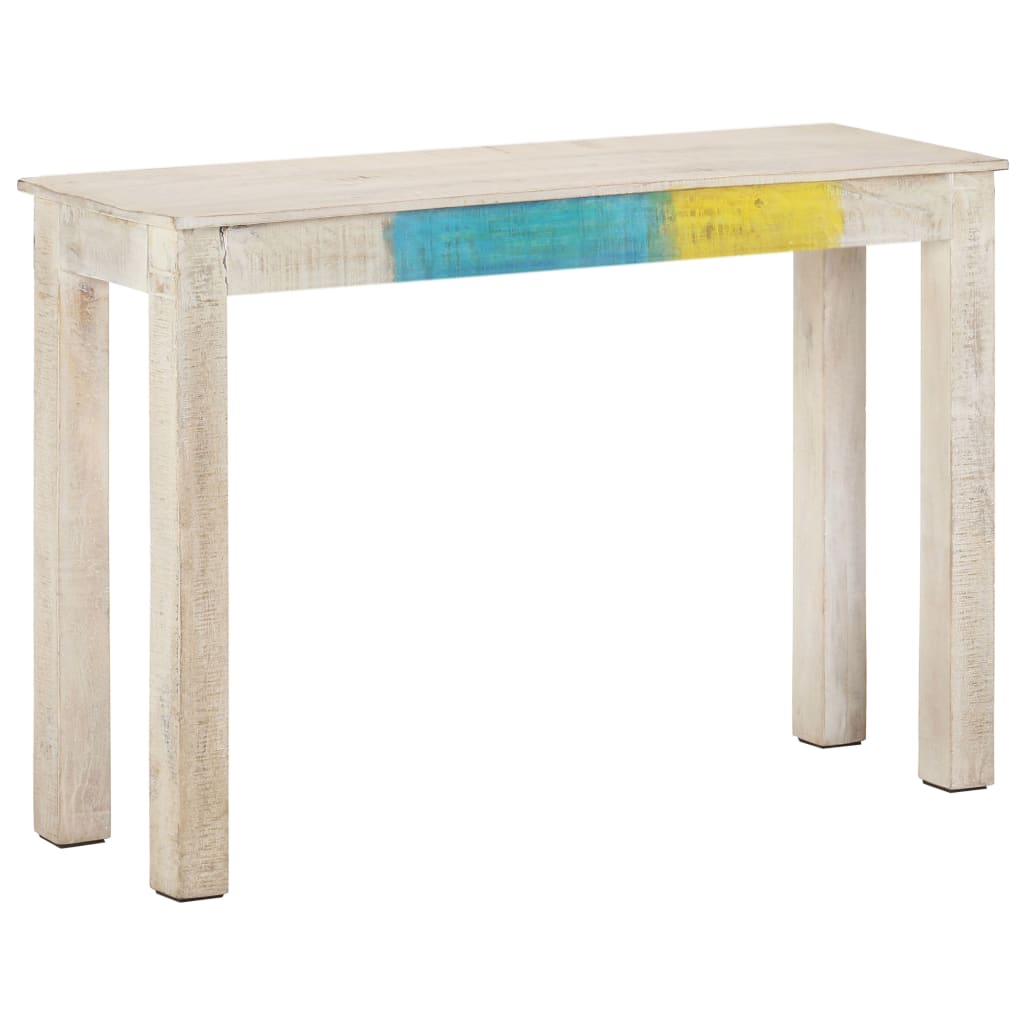 Tavolo Consolle Bianco 115x35x77 cm in Legno di Mango Grezzo - homemem39