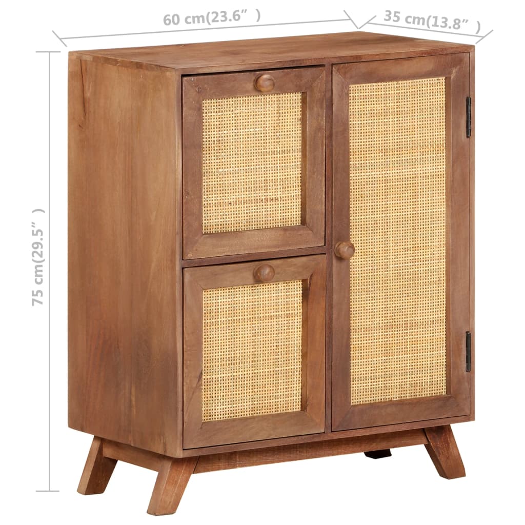 Credenza 60x35x75 cm in Legno Massello di Mango - homemem39