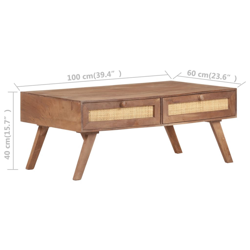 Tavolino da Salotto in Legno Massello di Mango 100x60x40 cm - homemem39