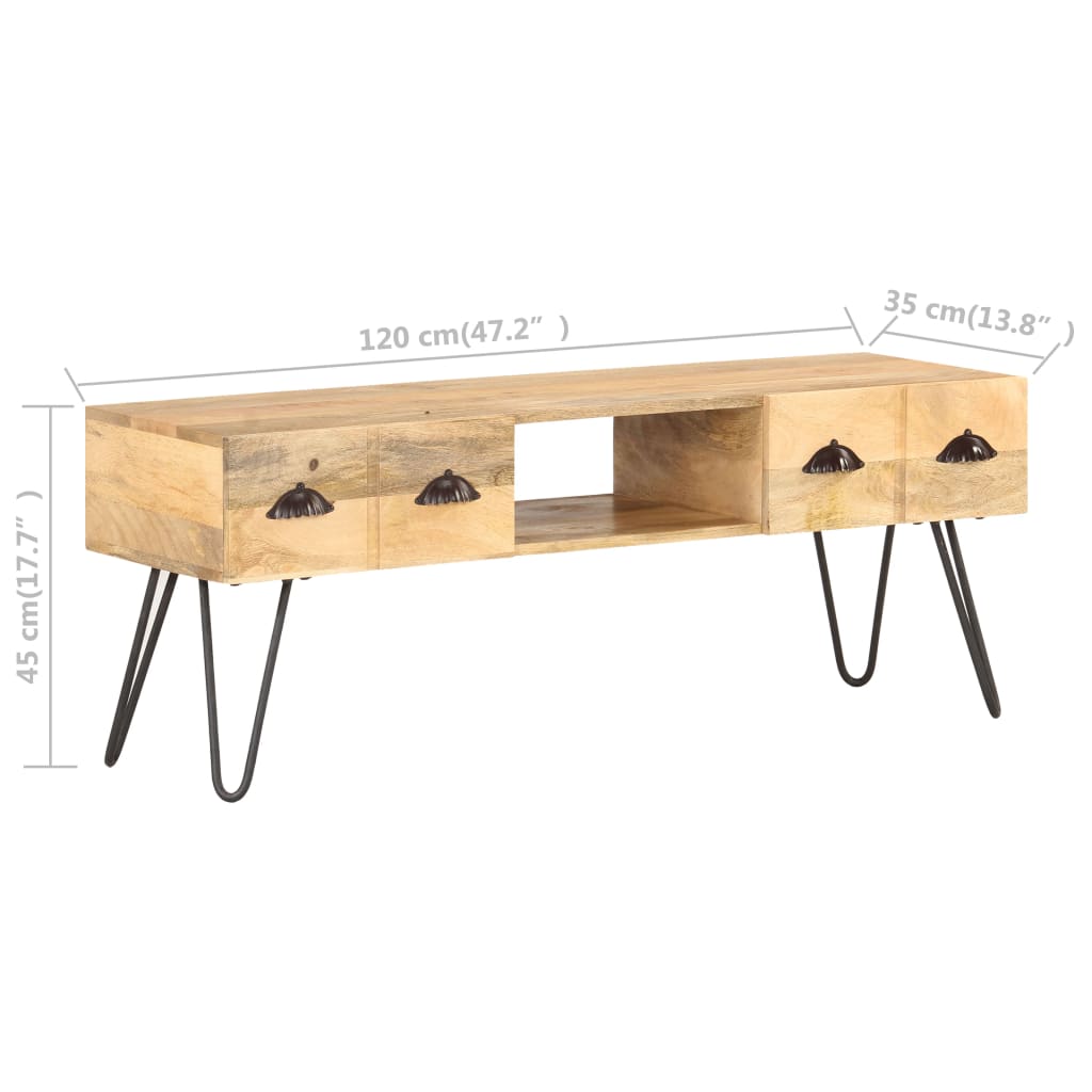 Mobile Porta TV 120x35x45 cm Legno Massello di Mango - homemem39