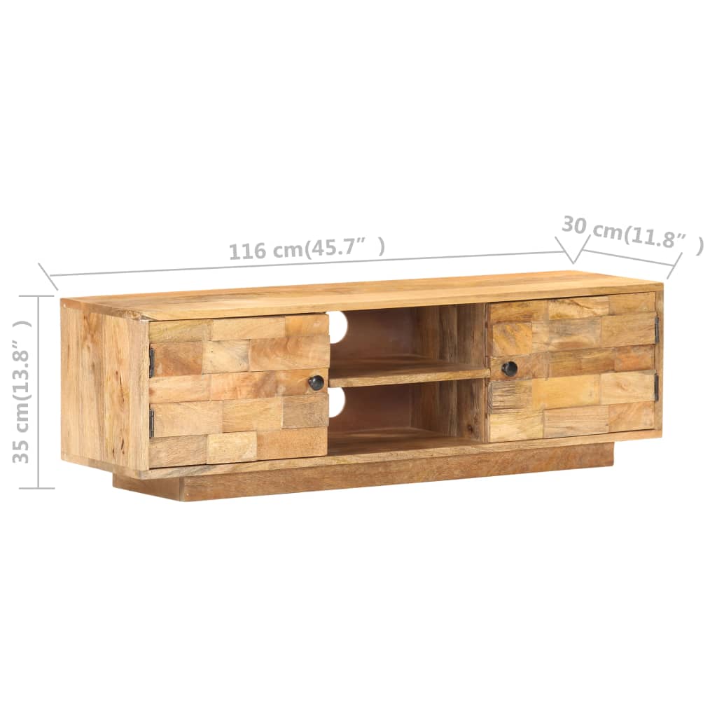 Mobile Porta TV 116x30x35 cm in Legno Massello di Mango - homemem39