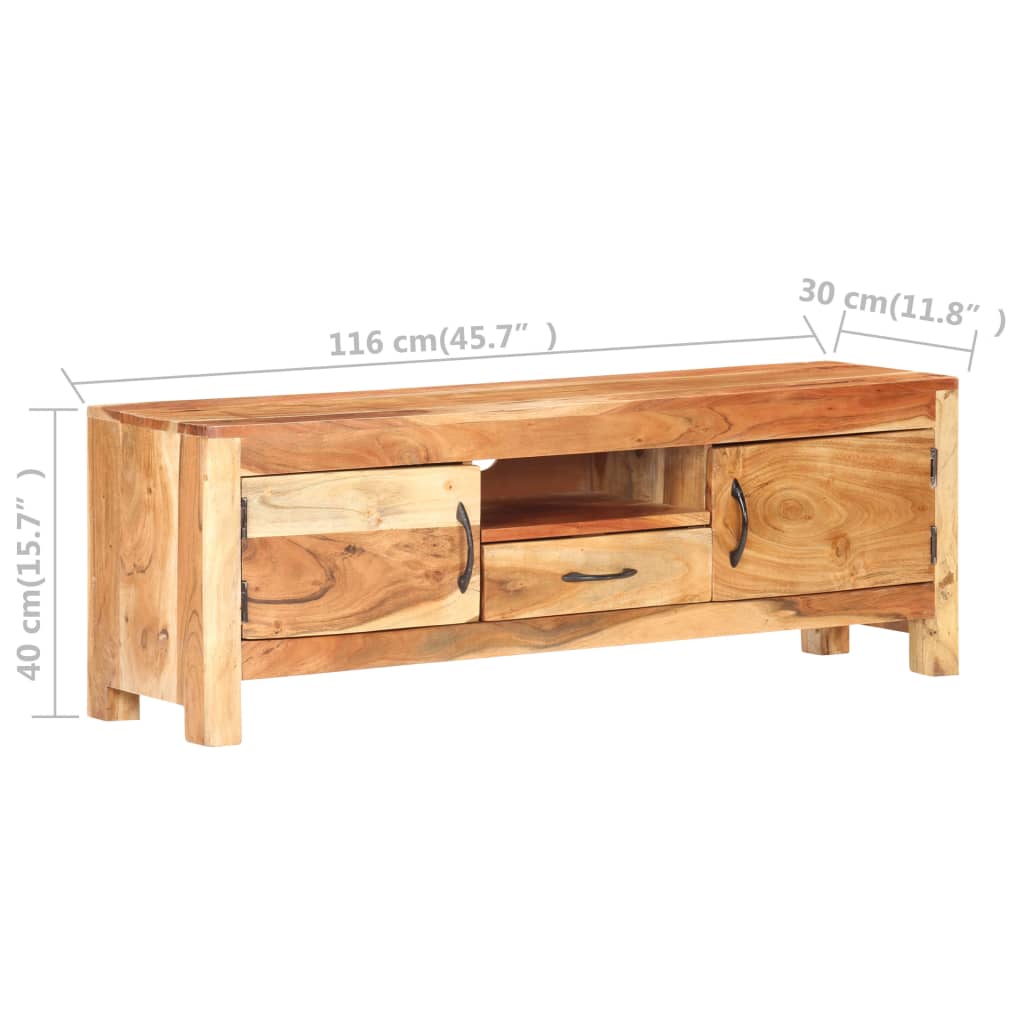 Mobile Porta TV 116x30x40 cm in Legno Massello di Acacia - homemem39