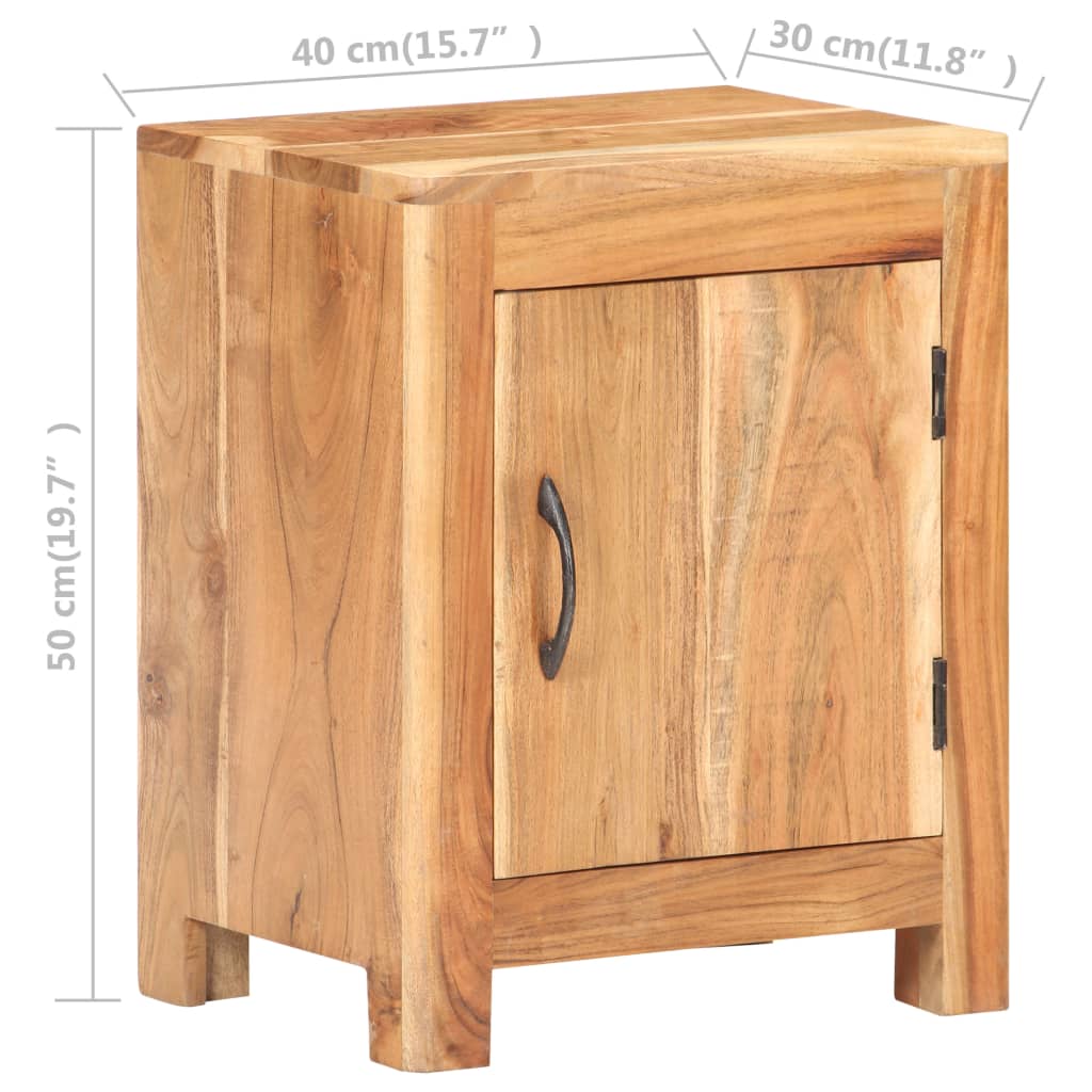 Comodino 40x30x50 cm in Legno Massello di Acacia - homemem39