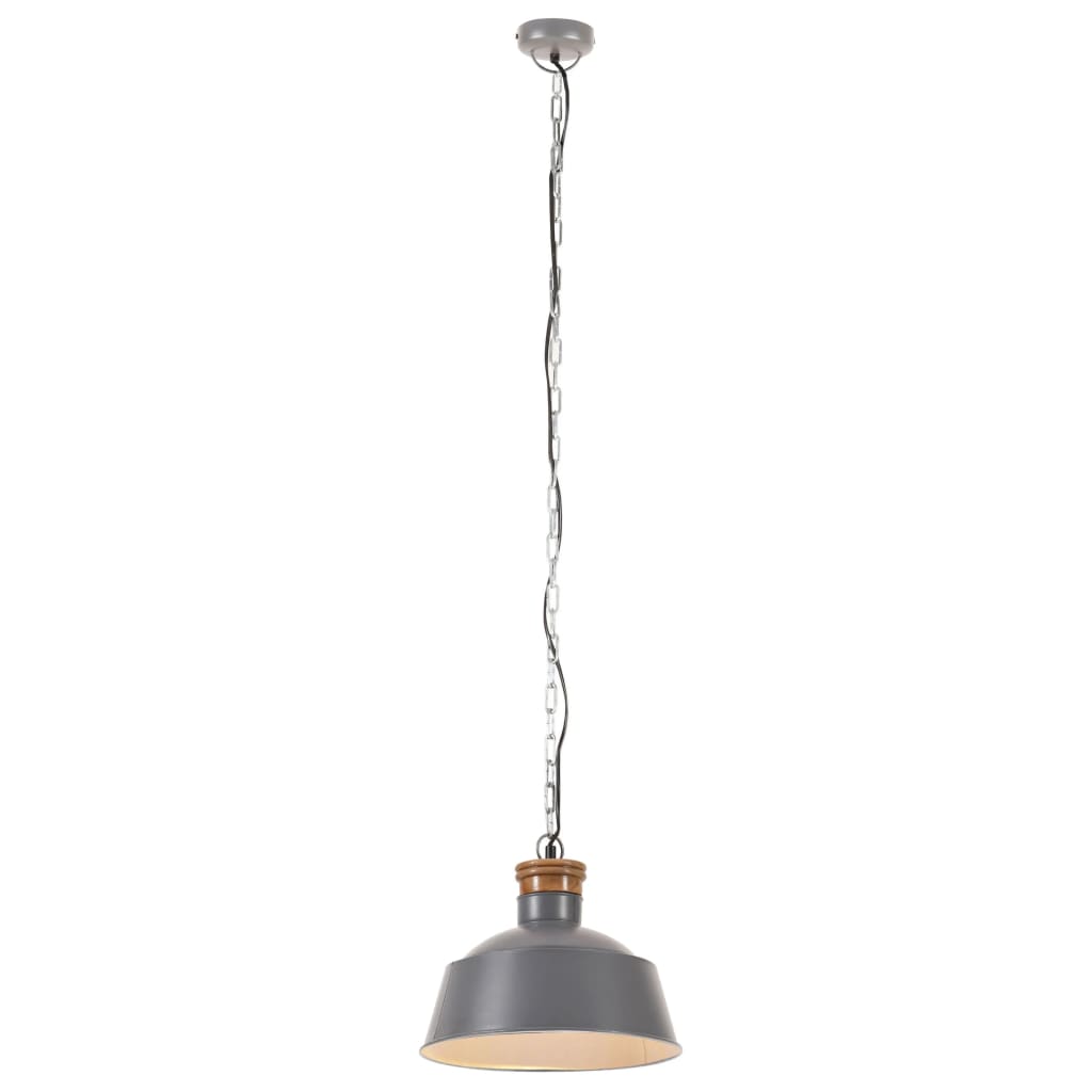 Lampada a Sospensione Industriale 32 cm Grigia E27 - homemem39