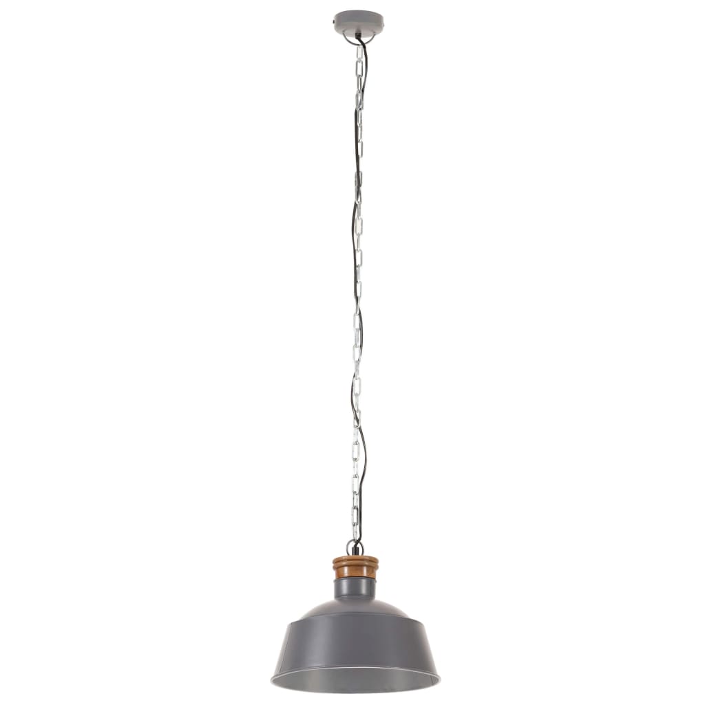 Lampada a Sospensione Industriale 32 cm Grigia E27 - homemem39