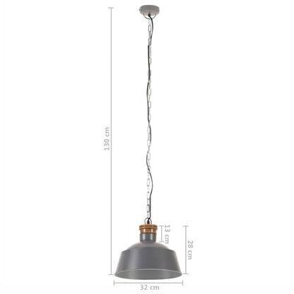 Lampada a Sospensione Industriale 32 cm Grigia E27 - homemem39