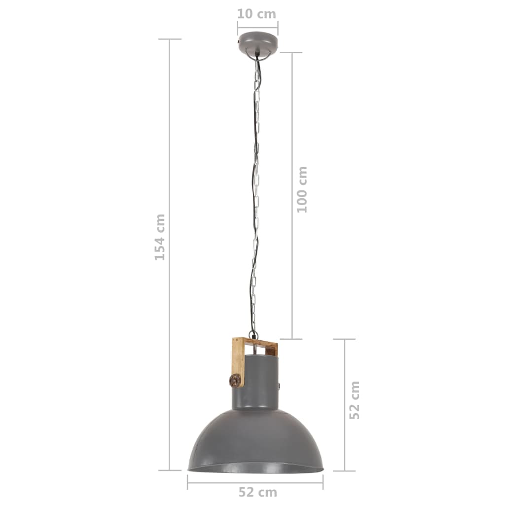 Lampada Soffitto Industriale 25 W Grigia Rotonda in Mango 52cm - homemem39