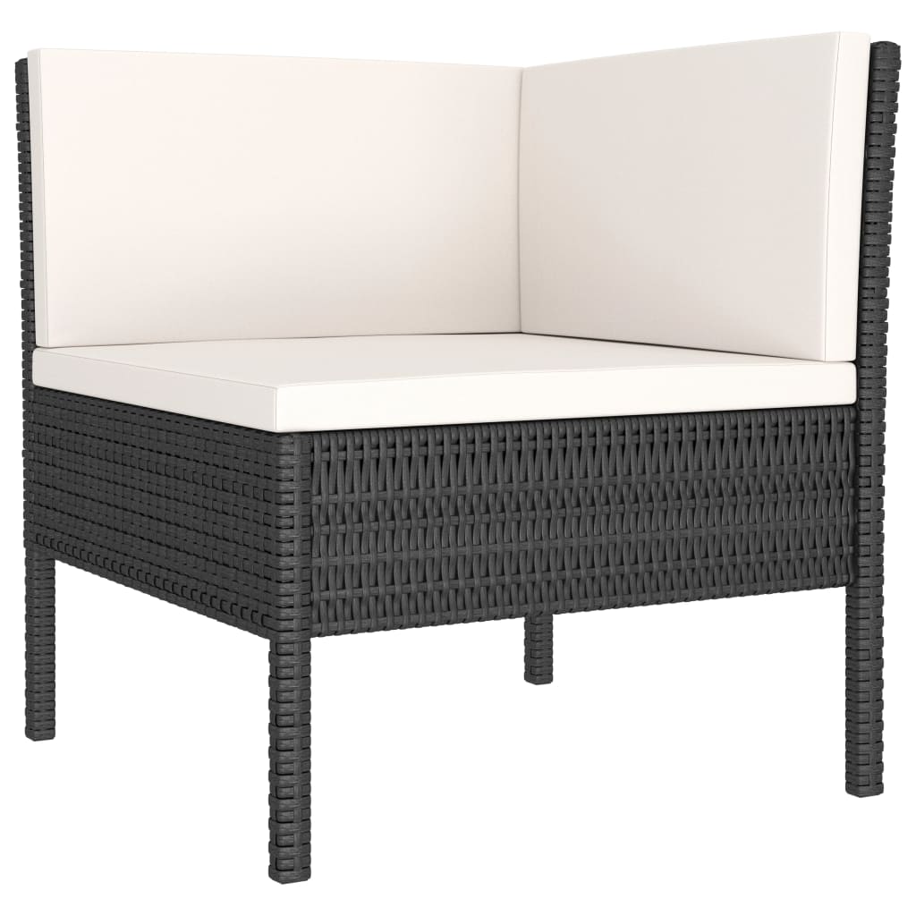 Set Divani da Giardino 3 pz con Cuscini in Polyrattan Nero - homemem39