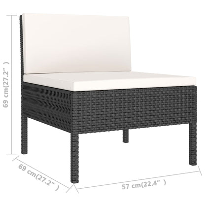 Set Divani da Giardino 3 pz con Cuscini in Polyrattan Nero - homemem39