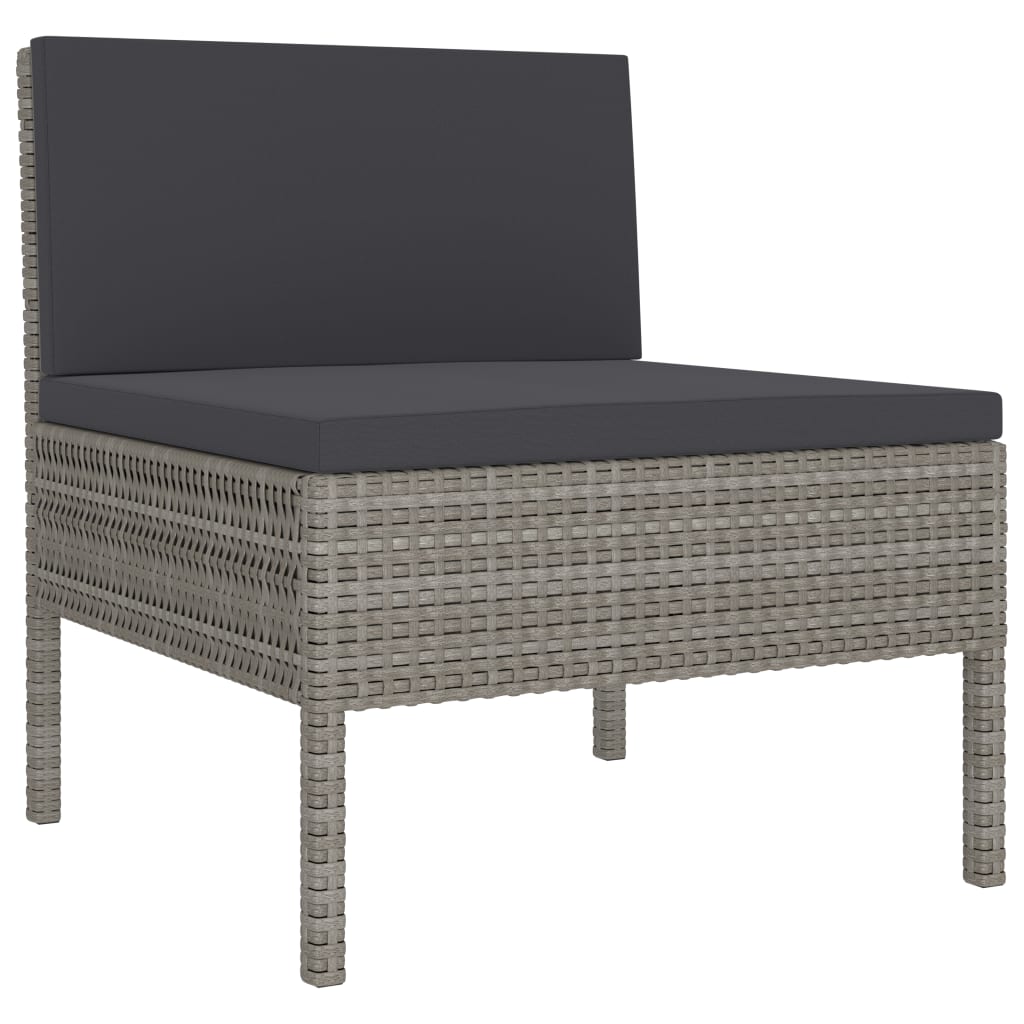 Sedie da Giardino 3 pz con Cuscini in Polyrattan Grigio - homemem39