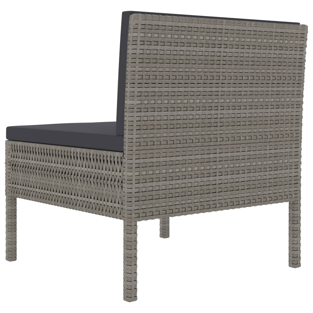 Sedie da Giardino 3 pz con Cuscini in Polyrattan Grigio - homemem39