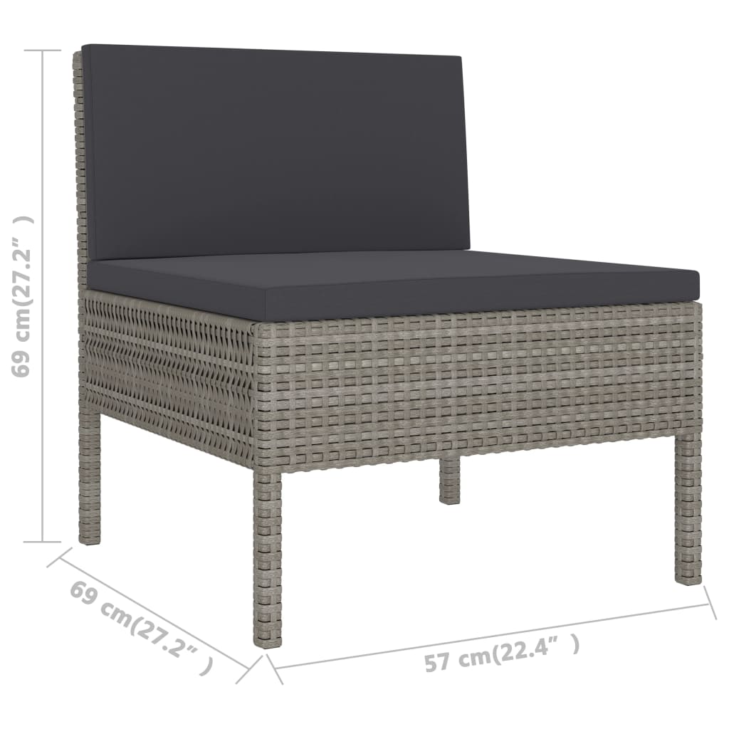 Sedie da Giardino 3 pz con Cuscini in Polyrattan Grigio - homemem39