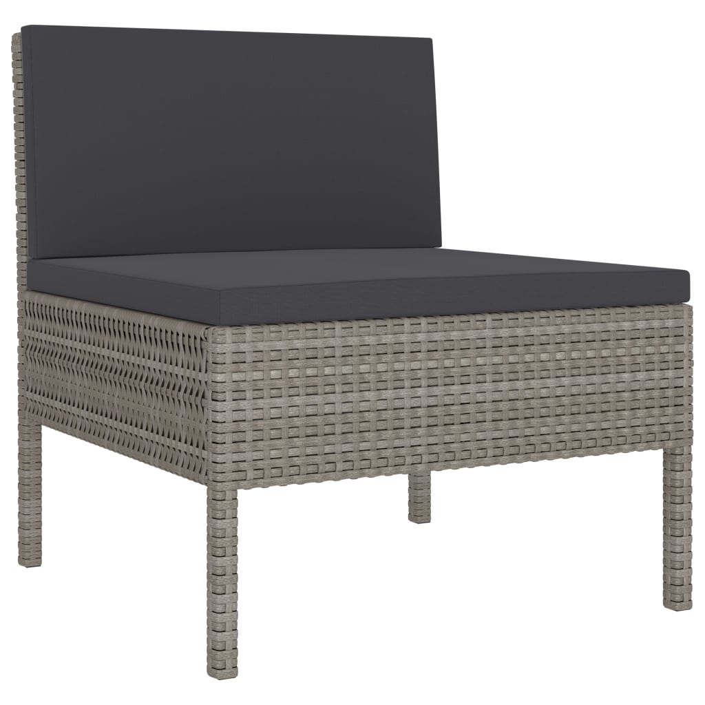 Set Divani da Giardino 2 pz con Cuscini in Polyrattan Grigio - homemem39