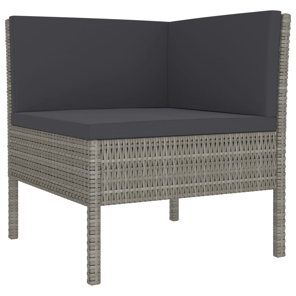 Set Divani da Giardino 3 pz con Cuscini in Polyrattan Grigio - homemem39