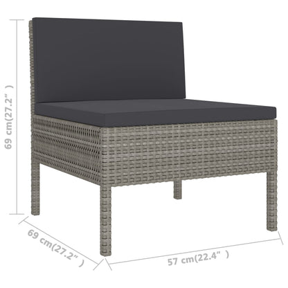 Set Divani da Giardino 3 pz con Cuscini in Polyrattan Grigio - homemem39