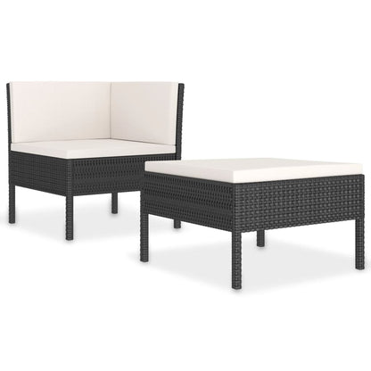 Set Divani da Giardino 2 pz con Cuscini in Polyrattan Nero - homemem39