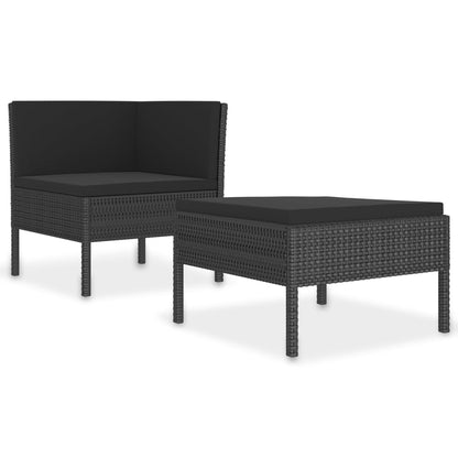 Set Divani da Giardino 2 pz con Cuscini in Polyrattan Nero - homemem39