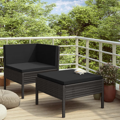 Set Divani da Giardino 2 pz con Cuscini in Polyrattan Nero - homemem39