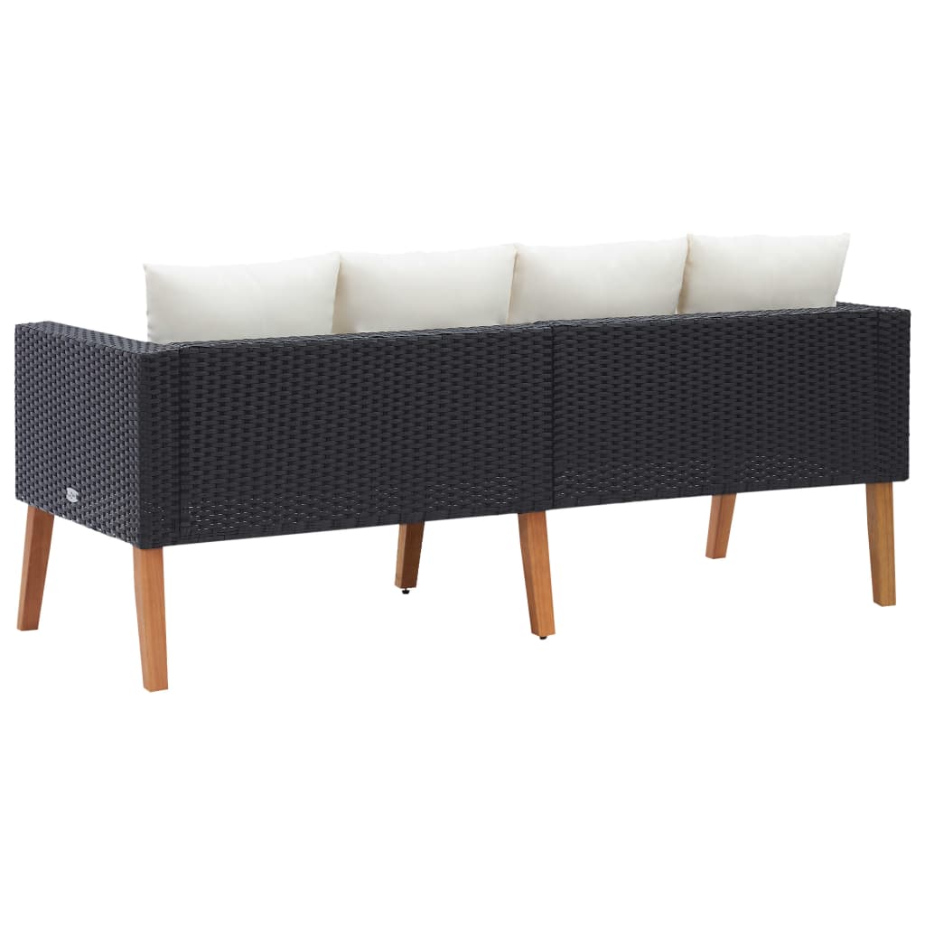 Divano da Giardino a 2 Posti con Cuscini in Polyrattan Nero - homemem39