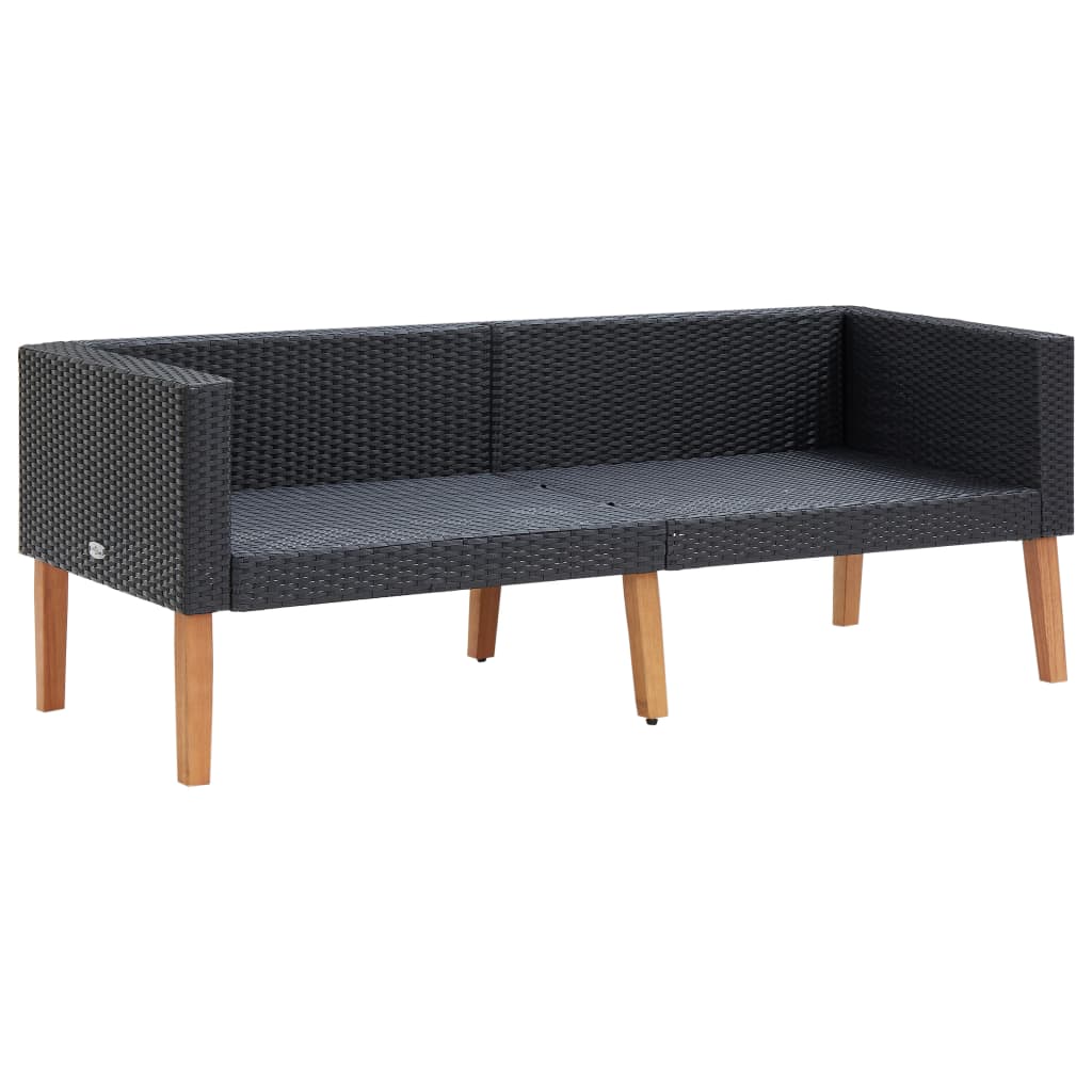 Divano da Giardino a 2 Posti con Cuscini in Polyrattan Nero - homemem39