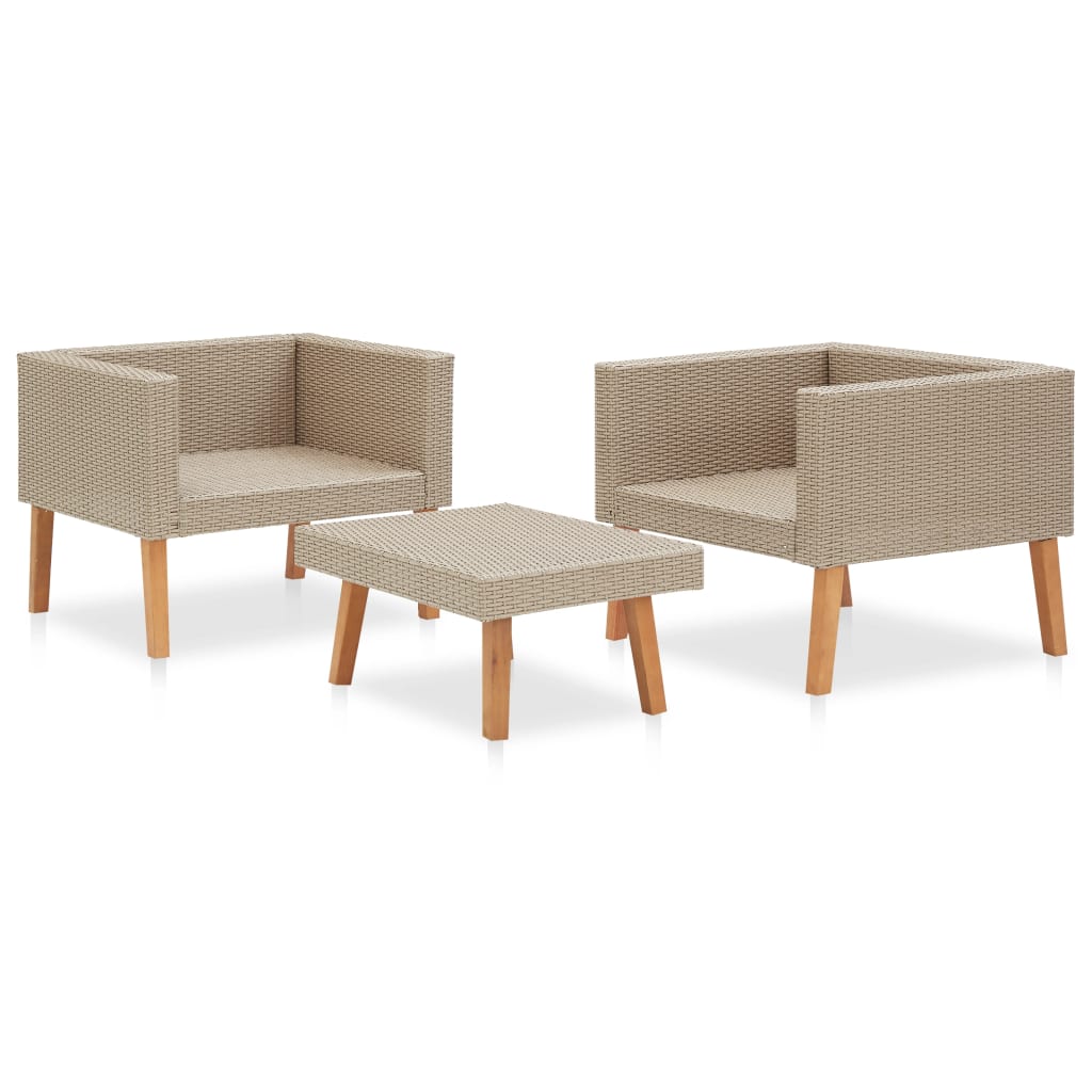 Set Divani da Giardino 3 pz con Cuscini in Polyrattan Beige - homemem39