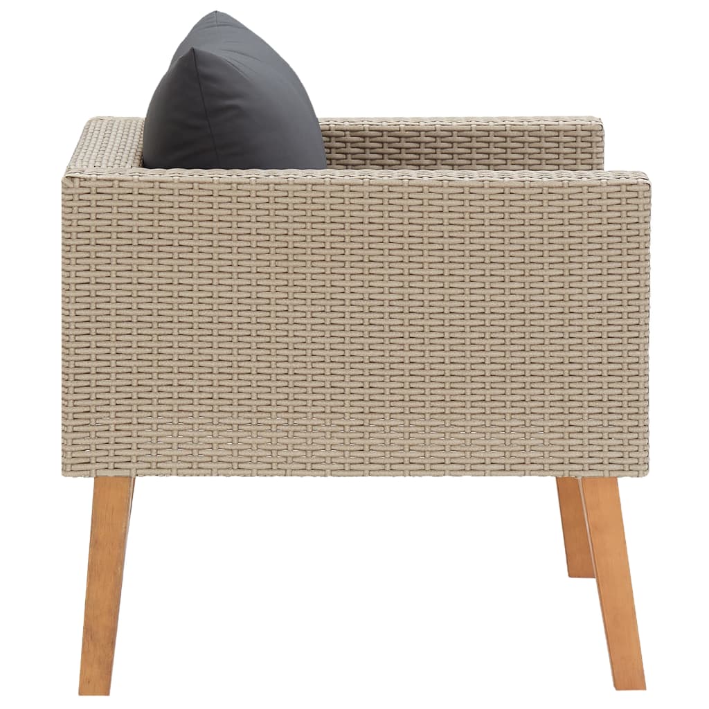 Divano da Giardino Singolo con Cuscini in Polyrattan Beige - homemem39